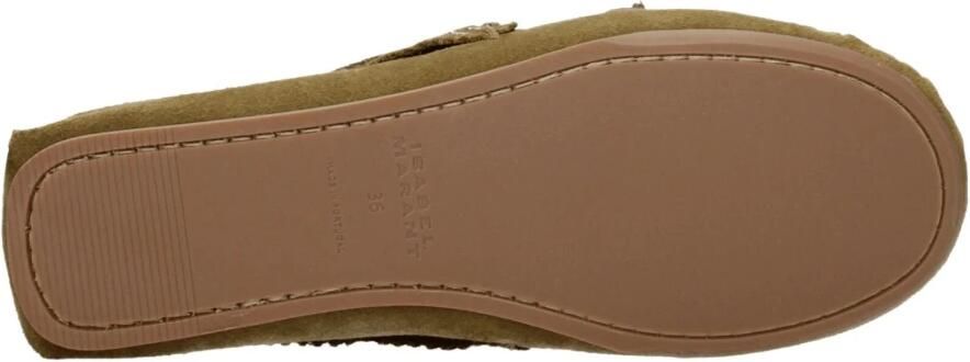 Isabel Marant Groene leren instaploafers met studs