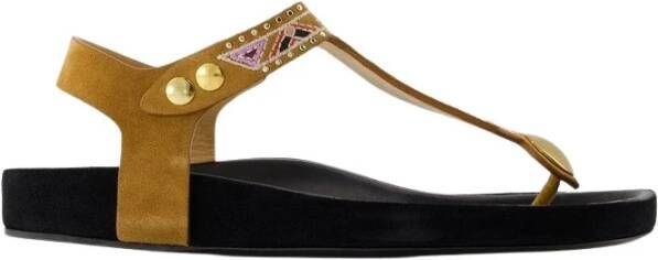 Isabel marant Sandalen Enore Sandals Leather Khaki in bruin