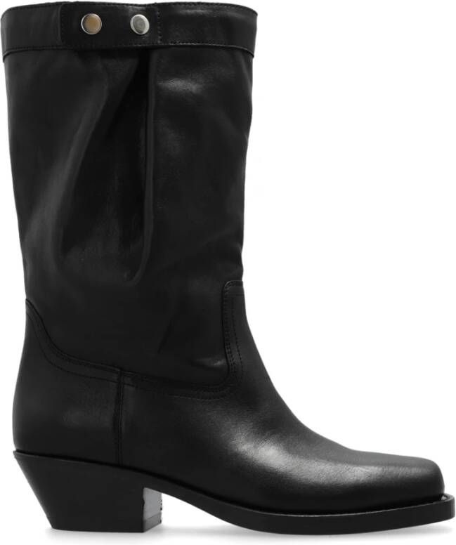 Isabel marant Zwarte Leren Enkellaarzen Black Dames