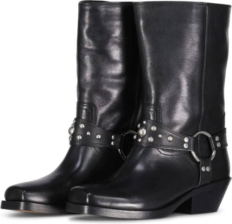 Isabel marant Boots Mid-Calf Leather Boots With Decorative Strap And B in zwart