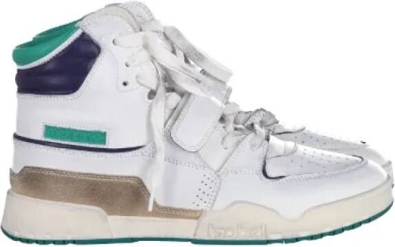 Isabel Marant Pre-owned Witte leren high-top sneakers met groene details White Dames