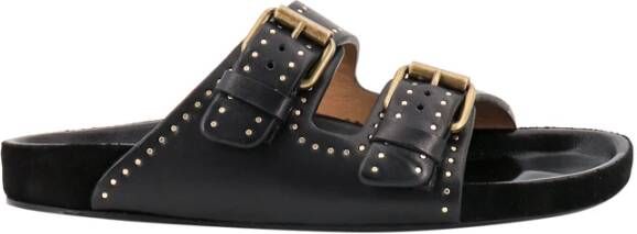 Isabel marant Leren Slides met Verstelbare Bandjes Black Dames