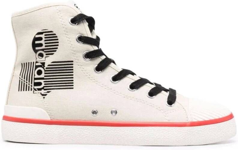 Isabel marant Canvas Logo Sneakers met Vetersluiting Beige Dames