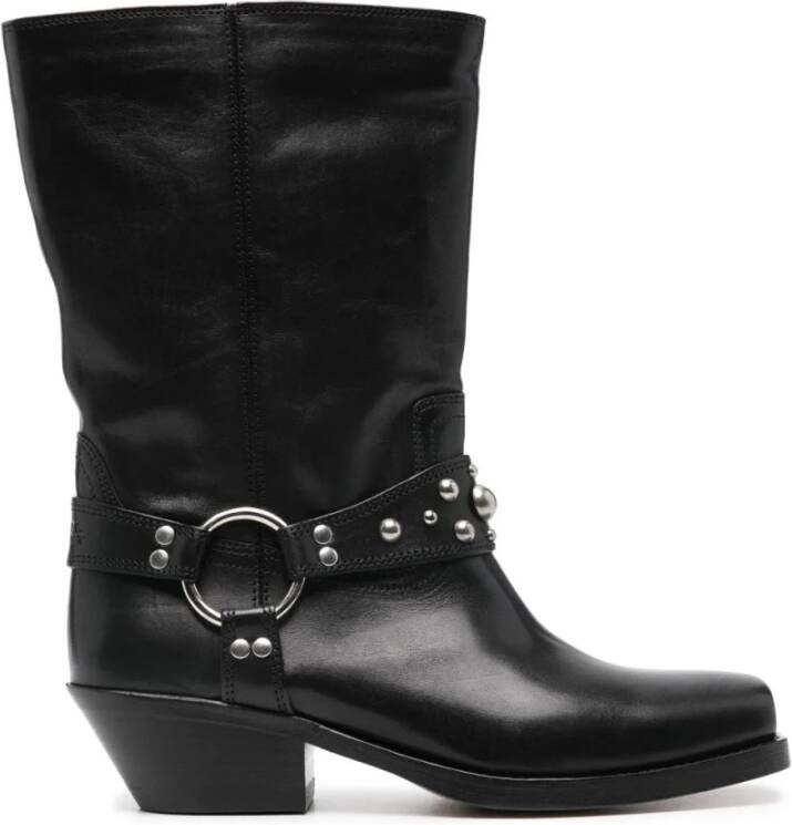 Isabel marant Boots Mid-Calf Leather Boots With Decorative Strap And B in zwart