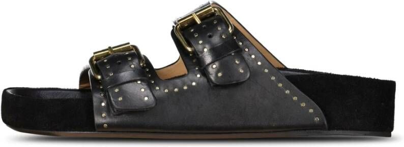 Isabel marant Leren Slides met Verstelbare Bandjes Black Dames