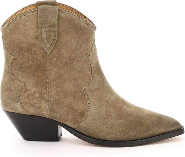 Isabel Marant Western Stijl Suède Enkellaarsjes met Zijlussen