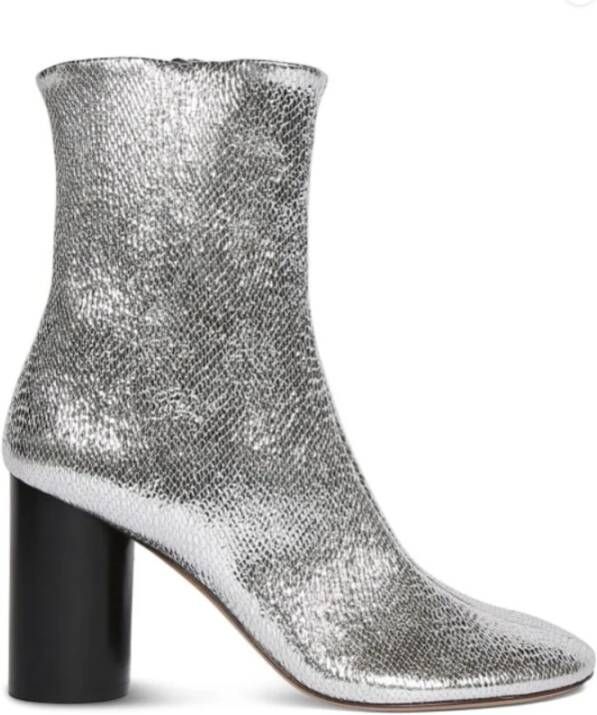 Isabel marant Zilver Metallic Leren Hoge Hak Laarzen Gray Dames