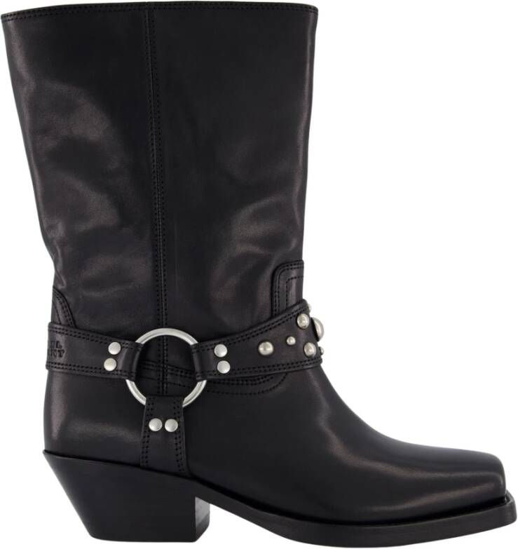 Isabel marant Boots Mid-Calf Leather Boots With Decorative Strap And B in zwart