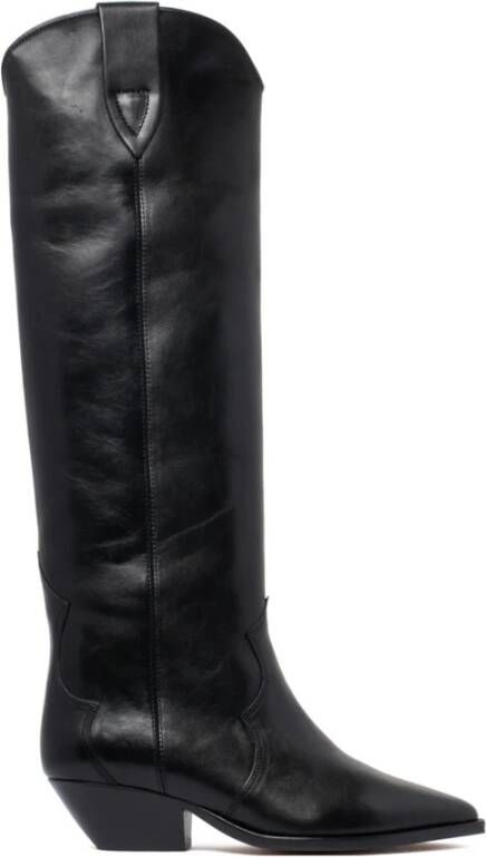 Isabel marant Denvee-Gz Leren Laarzen Puntige Neus 5 cm Hak Zwart Dames