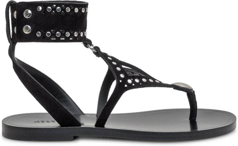 Isabel Marant Zwarte Leren Enkelband Sandalen