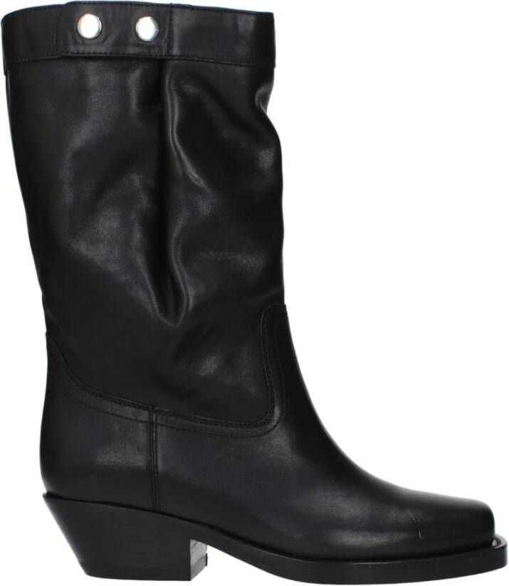 Isabel Marant Zwarte leren enkellaarsjes vintage stijl