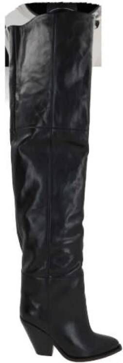 Isabel marant Zwarte Leren Overknee Laarzen Black Dames