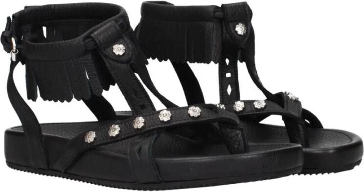 Isabel Marant Zwarte leren platte sandalen