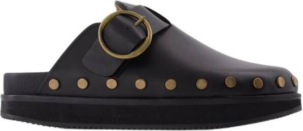 Isabel Marant Zwarte Leren Platte Schoenen met Dikke Zolen