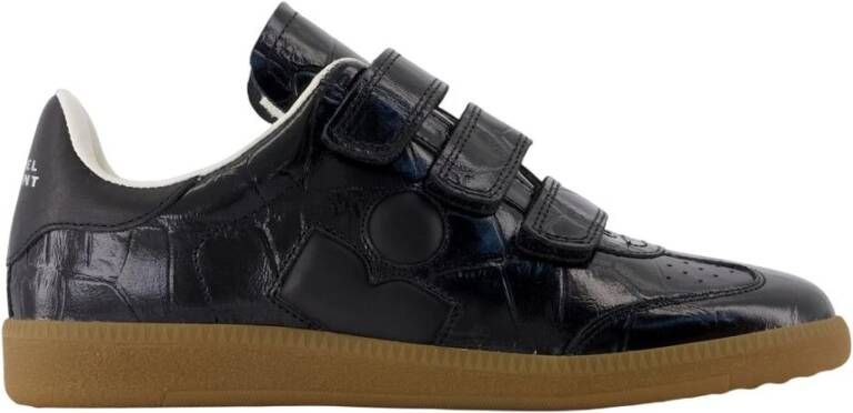 Isabel Marant Zwarte Leren Sneakers Krokodilreliëf Stijl