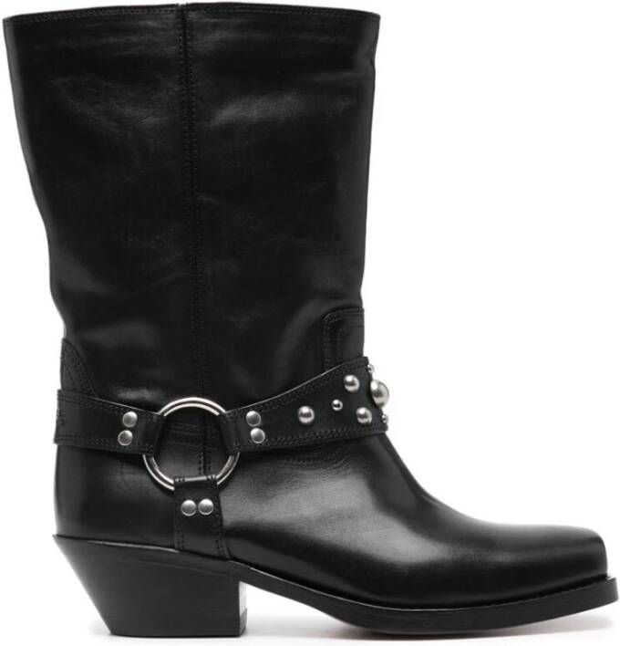 Isabel marant Boots Mid-Calf Leather Boots With Decorative Strap And B in zwart