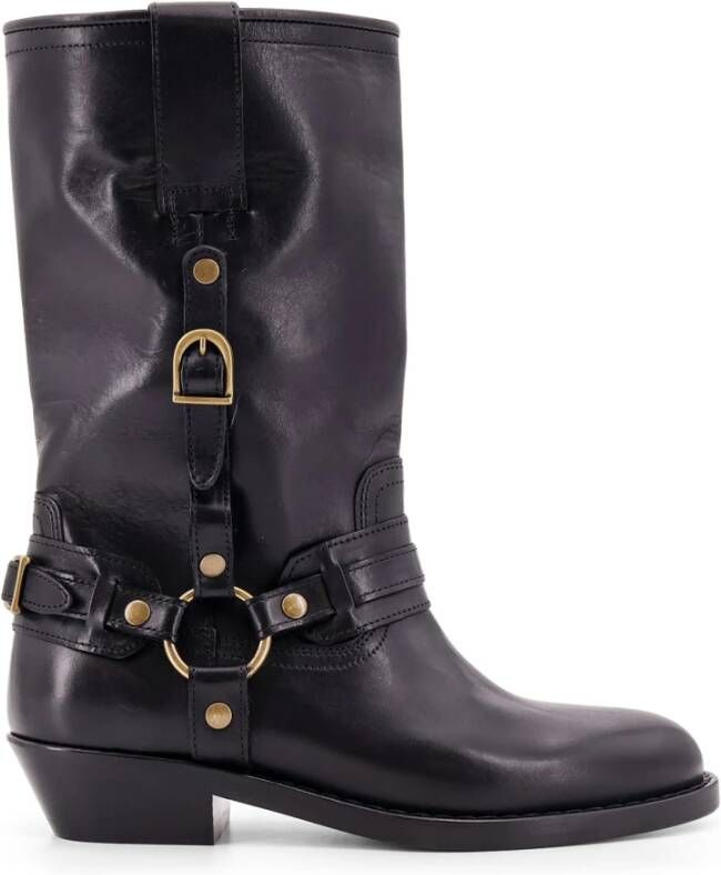 Isabel Marant Zwarte Leren Studs Enkellaarzen