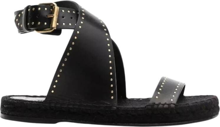 Isabel marant Zwarte leren studs sandalen Black Dames