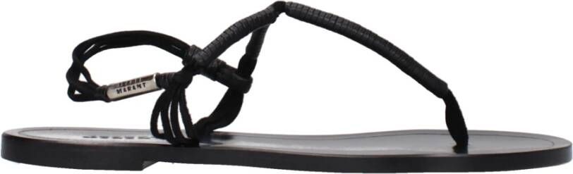 Isabel Marant Zwarte leren teenslipper