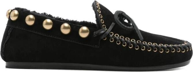 Isabel Marant Zwarte Suède Leren Stud Mocassins