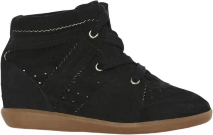Isabel Marant Étoile Geperforeerde Suède Sleehak Sneaker Black Dames