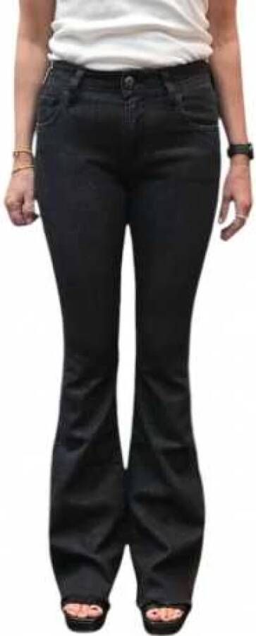 Jacob Cohën Zwarte gefranjerde bootcut jeans met kasjmier
