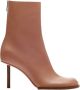 Jacquemus Beige Enkellaarsjes Rond Carre - Thumbnail 1