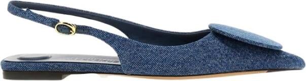 Jacquemus Blauwe Denim Slingback Ballerina`s