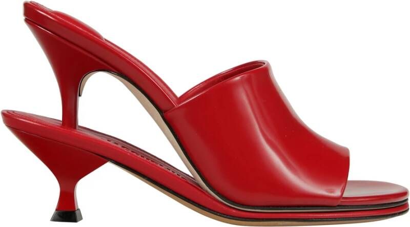 Jacquemus Rode Leren Dubbele Hak Sandalen Red Dames