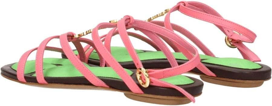 Jacquemus Roze Leren Platte Sandalen