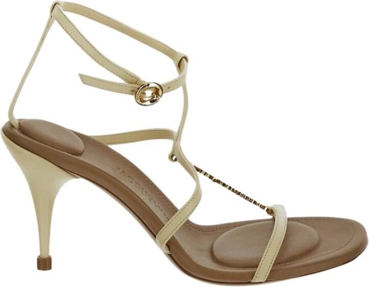 Jacquemus Luxe Leren Hoge Hak Sandalen Beige Dames