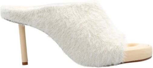 Jacquemus Faux-Fur High Heel Mules White Dames