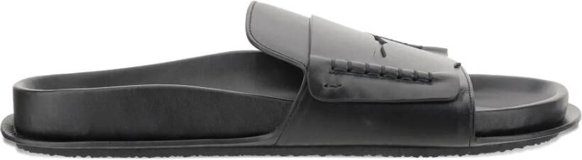 Jacquemus Zwarte leren platte sandalen