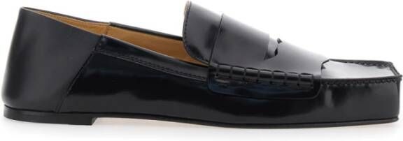 Jacquemus Zwarte Leren Vierkante Neus Loafers