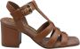 Janet & Janet Bruin Leren Hoge Hak Sandalen - Thumbnail 1