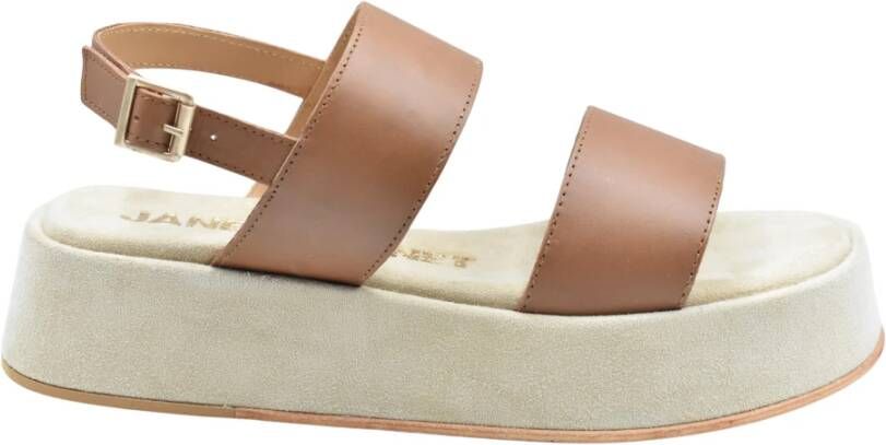 Janet & Janet Bruine leren platte schoenen