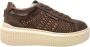 Janet & Janet Bruine Suède Sneakers met Gouden Studs - Thumbnail 1