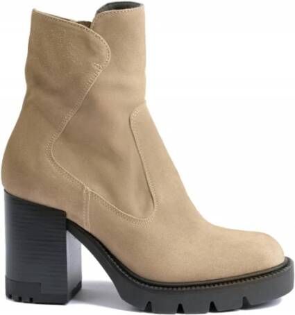 Janet & Janet Heeled Boots Beige Dames