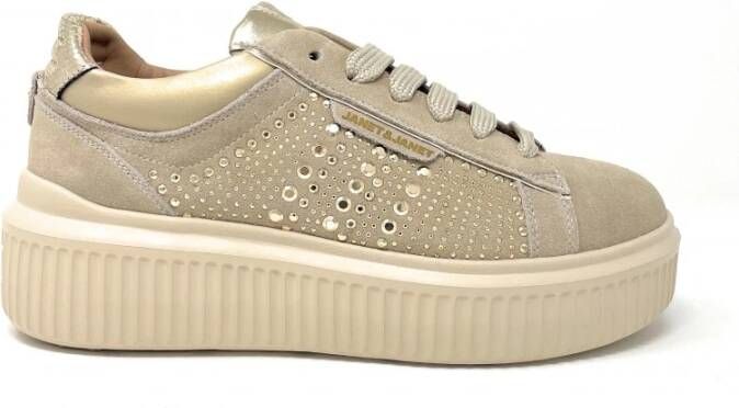 Janet & Janet Studded Suède Sneakers Frost Goud