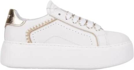 Janet & Janet Wit Goud Leren Sneakers met Luxe Inzet