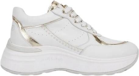 Janet & Janet Wit Goud Leren Sneakers met Luxe Inzetstukken