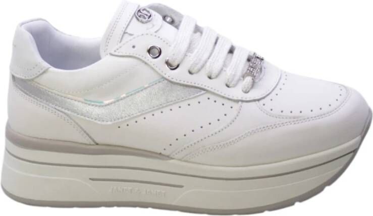 Janet & Janet Witte leren sneaker met strass charms