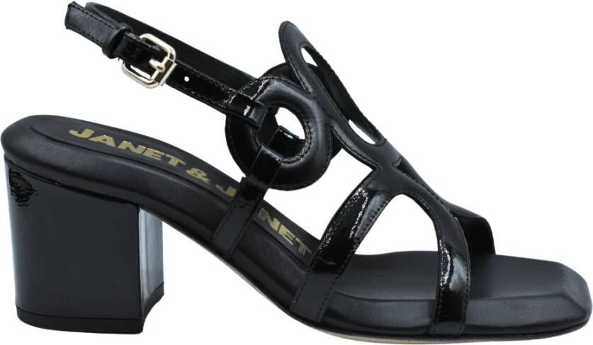 Janet & Janet Zwarte Kant Sandalen Elegante Stijl