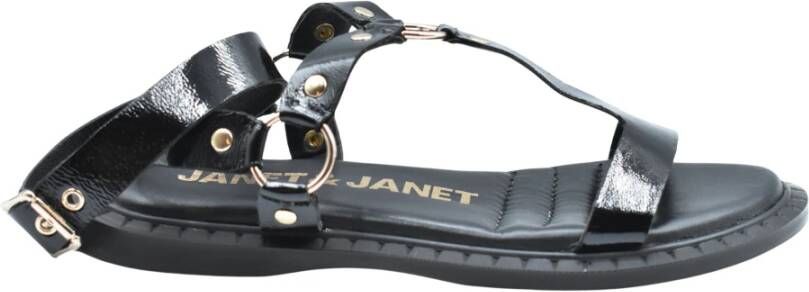 Janet & Janet Zwarte platte schoenen voor vrouwen