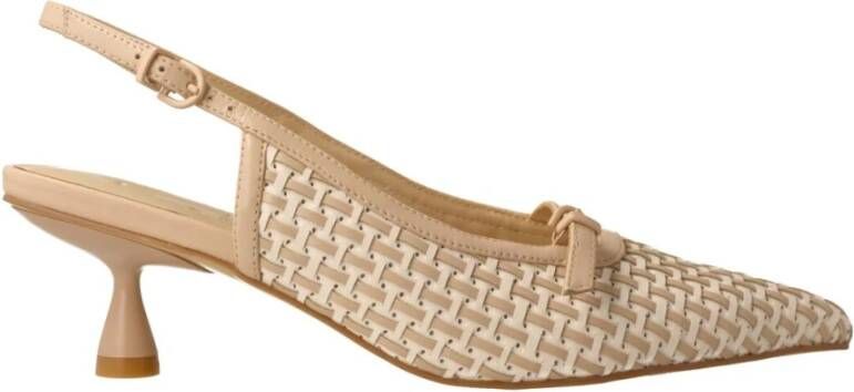 Jeannot Beige en wit leren sandaal