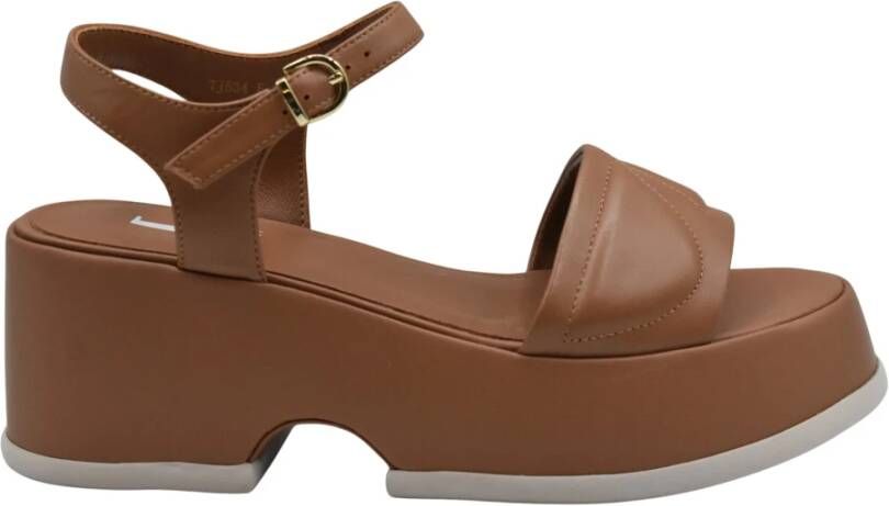 Jeannot Bruin Leren Vetersandalen