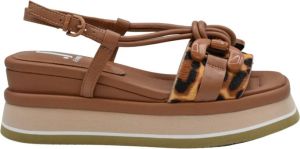 Jeannot Flat Sandals Bruin Dames