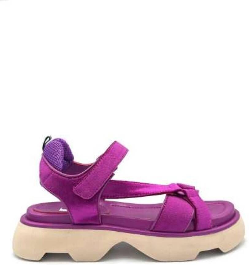 Jeannot Fluweel sandaal met klittenbandsluiting Purple Dames