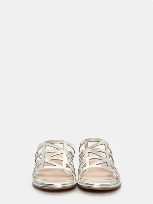 Jeannot Zilveren Spiegel Leren Sandaal Muil