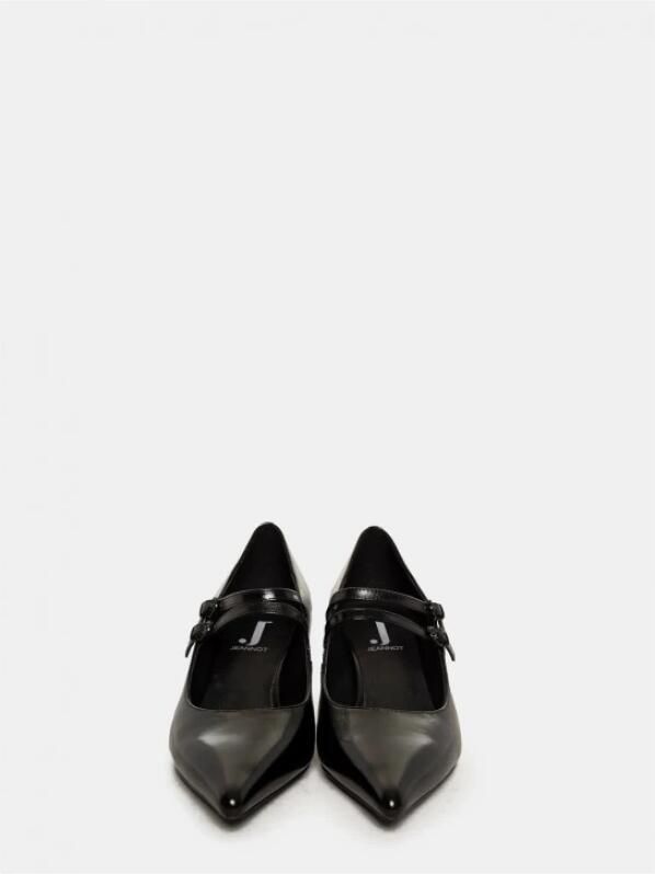 Jeannot Zwarte lakleren hakken met dubbele bandjes